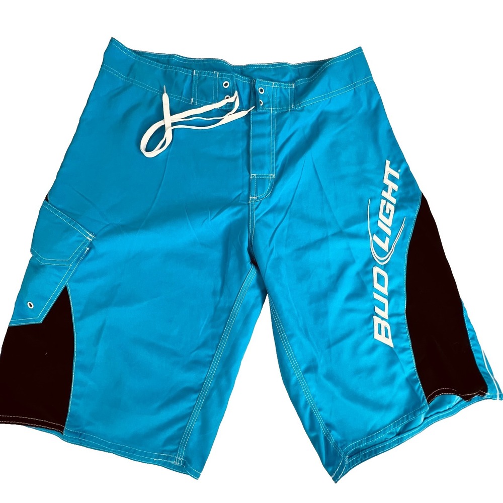 Mens Bud Light Board Swim‎ Shorts Blue Black Size XL